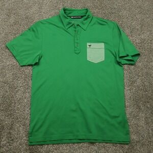 chive shirt Travis Mathew Mens L Golf PoloGreen Striped Pocket The Hive Athletic